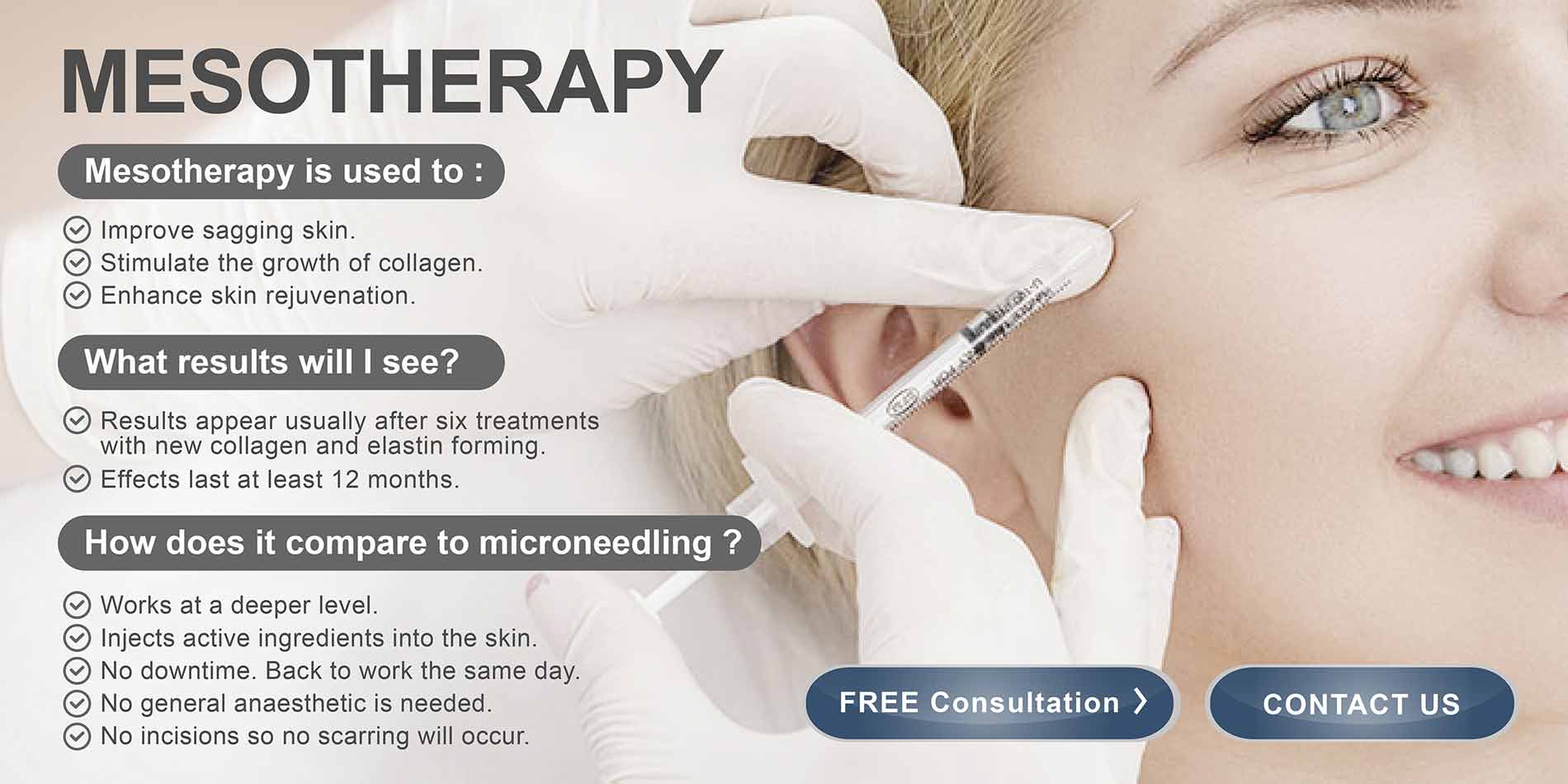 Mesotherapy skin treatment for the face